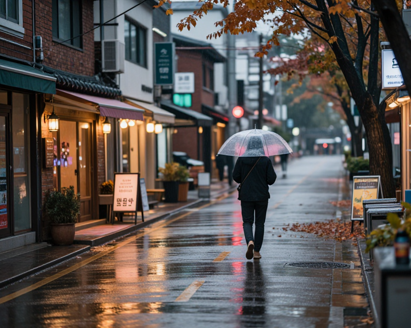 Rainy Korean Cityscape